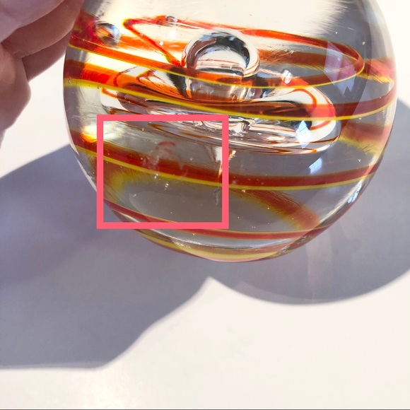 Vintage art glass red and orange swirl paper weight (1.8lbs) - Picture 5 of 7